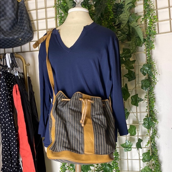 Fendi Striped Crossbody Bag in Brown and Tan - Picture 1 of 1